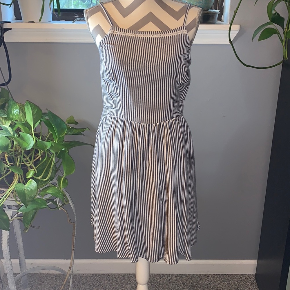 Blue and white striped sundress